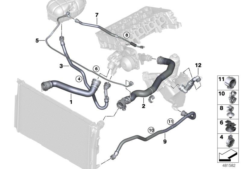 Coolant hose cylinder head 17128514050