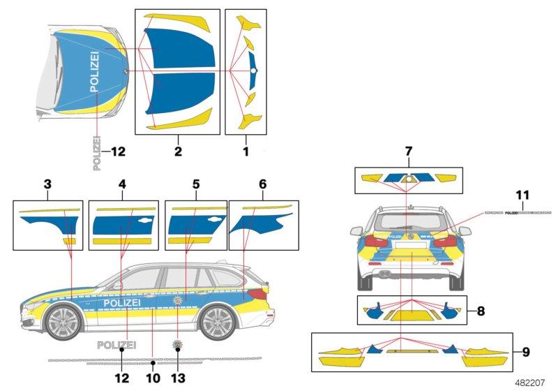 Set reflective tape behind POL. NRW 51147457212