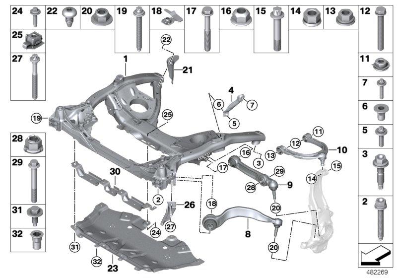 Lower Wishbone with rubber mounting left 31106861177