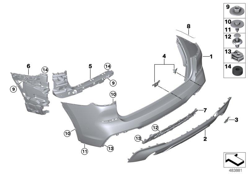 Panel rear bumper downward -M- dark shadow 51128094862