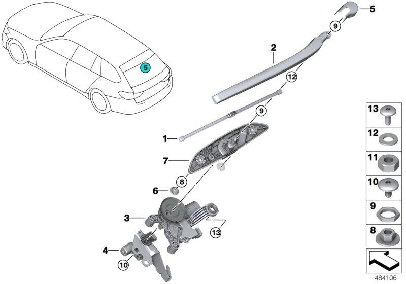 Rear window wiper arm 61627403857