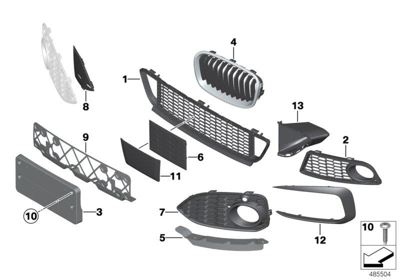 Grid bumper with NSW front right -M- LED 51118071246