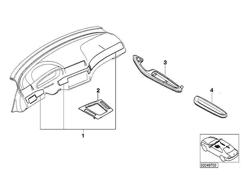 Armrest aluminum front left GRAY / CUBE SILB. 51417895393