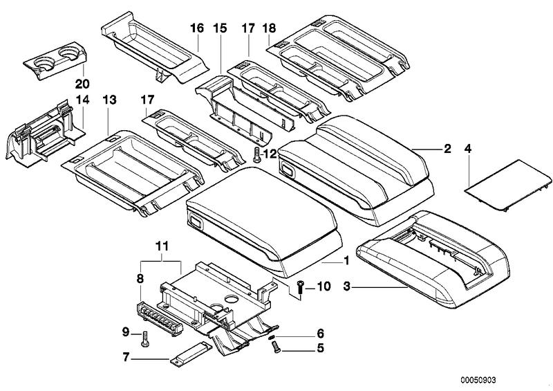 Recording eject box center armrest 51168215771