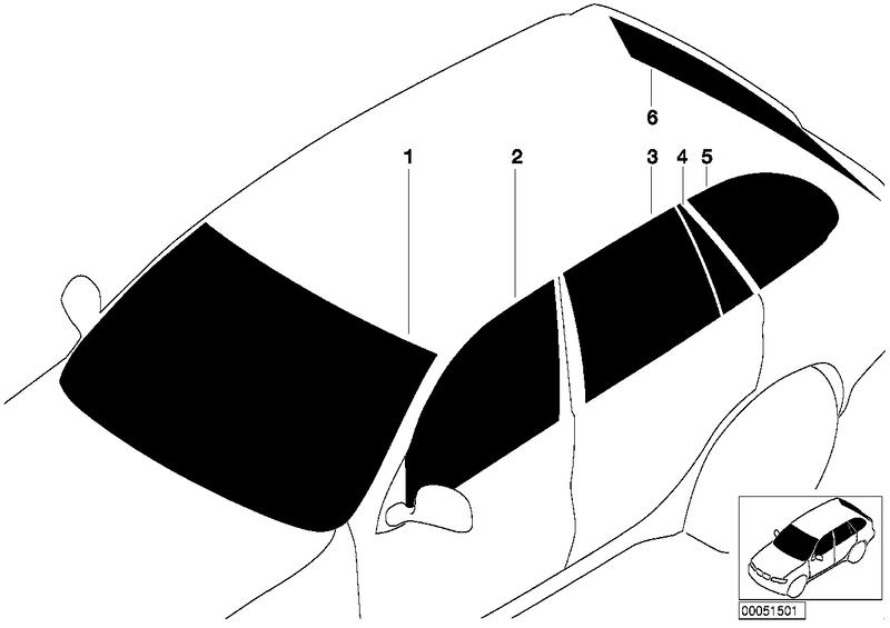 Side window black with gasket left 4MM 51368249935