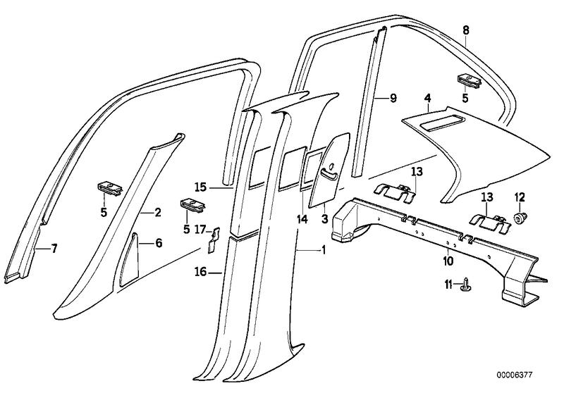 Pillar trim rear left SILBERGRAU 51438126453