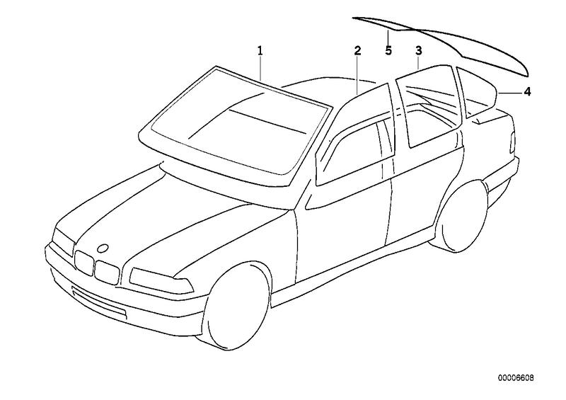 Rear window green with antenna 51318173661