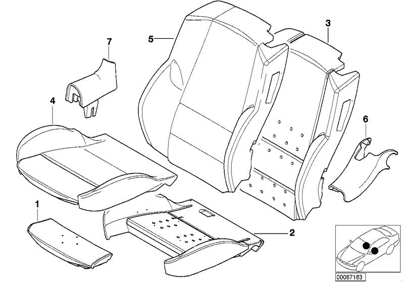 Cover seat leather right NATURAL BROWN 52107056729