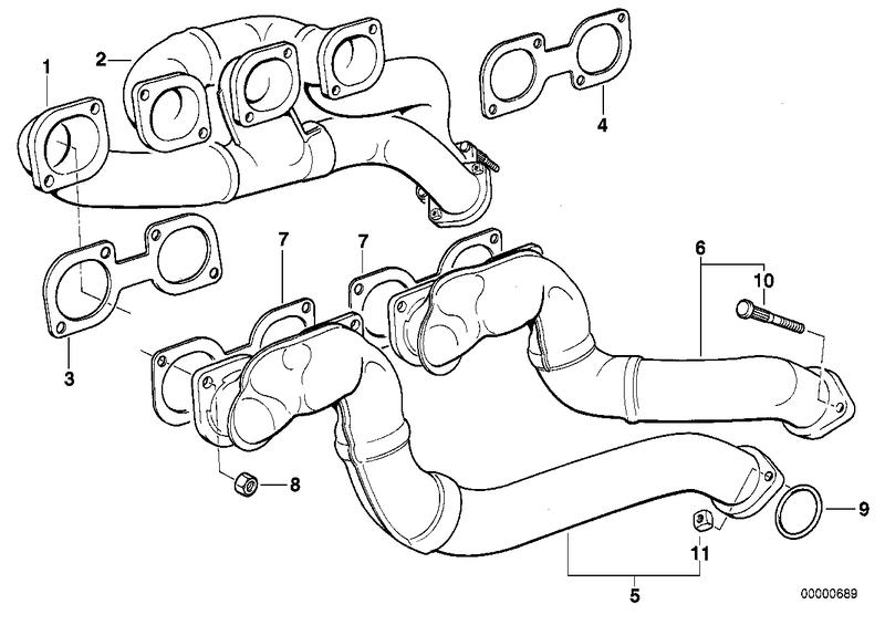 Exhaust manifold Cyl.1 + 3 11621737412