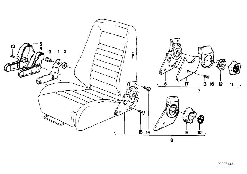 Recliner fitting outer left 52101917345