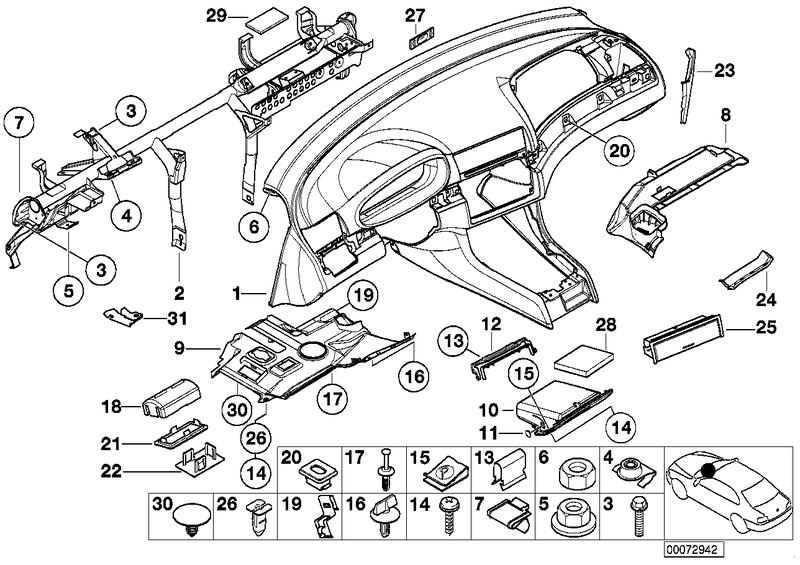 Covering the instrument panel light beige 51457143209