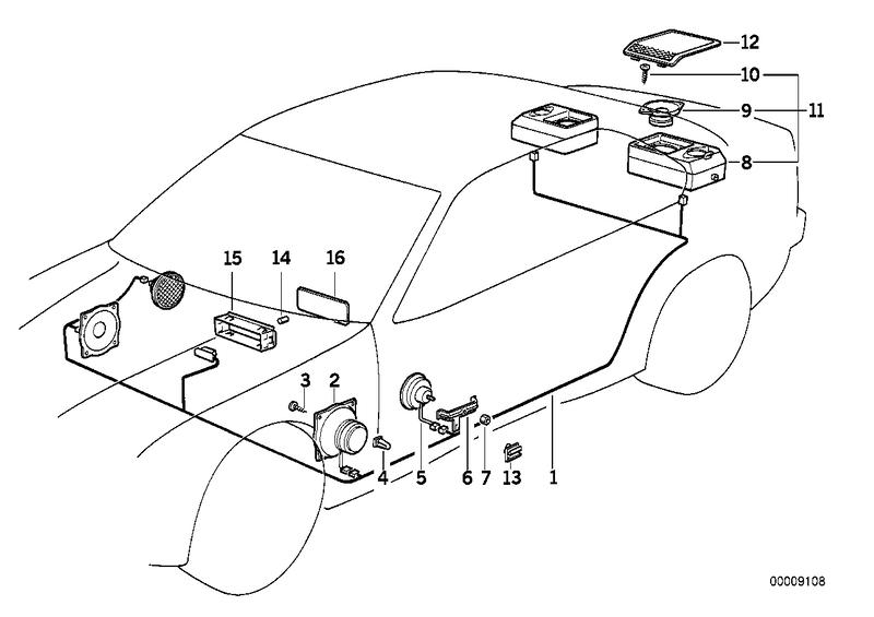 Left rear speaker STEREO SYSTEM 65138361405