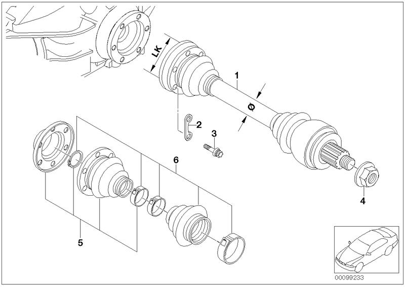 Replacement output shaft ABS LK = 86MM / D = 27MM 33211227404